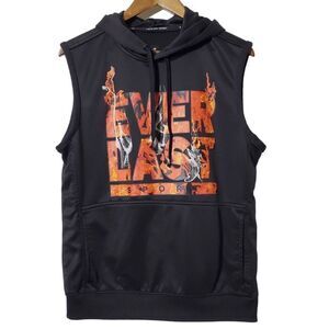 Everlast Pullover Hoodie Size M Sleeveless Black Flames Gym Boxing MMA Mens